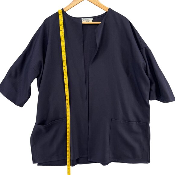 Chic Navy Women's wool open front jacket - Picture 9 of 12